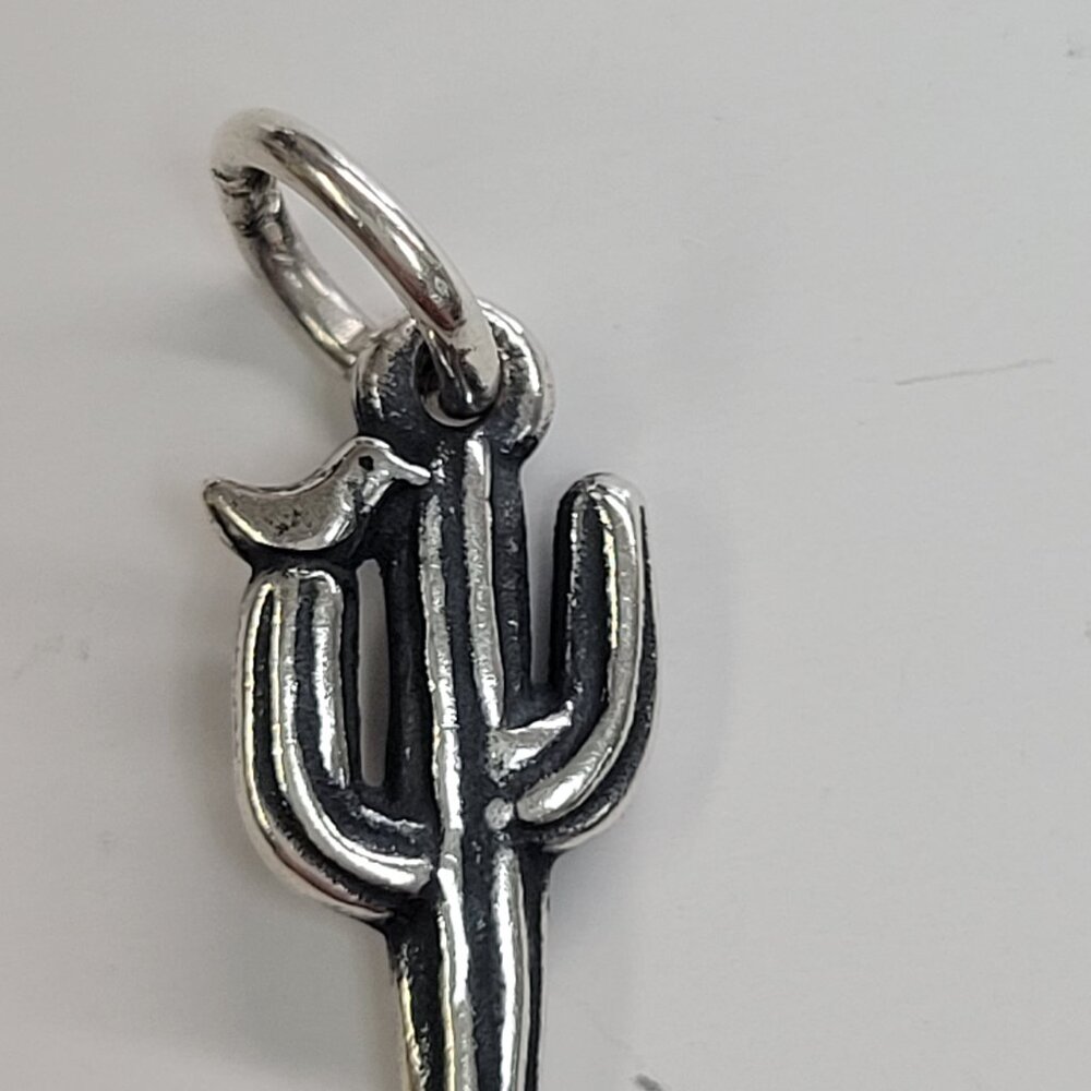 James Avery silver Saguaro Cactus with Bird Charm - 1/2"L x 1/4" W